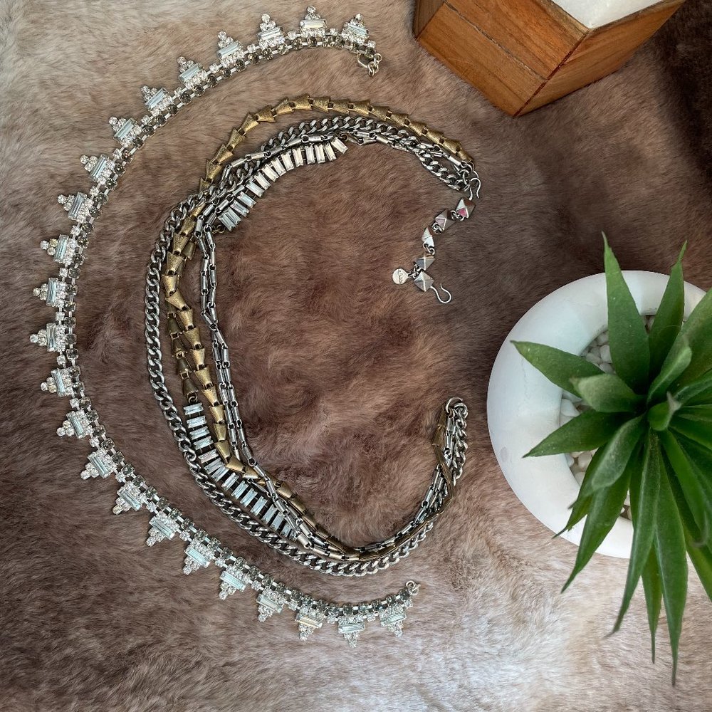 STELLA & DOT SUTTON CONVERTIBLE BOLD FASHION STATEMENT NECKLACE SET, RARE